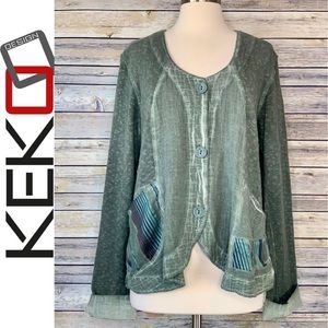 Kekoo Boho Front Pocket Cardigan, Sz Lg